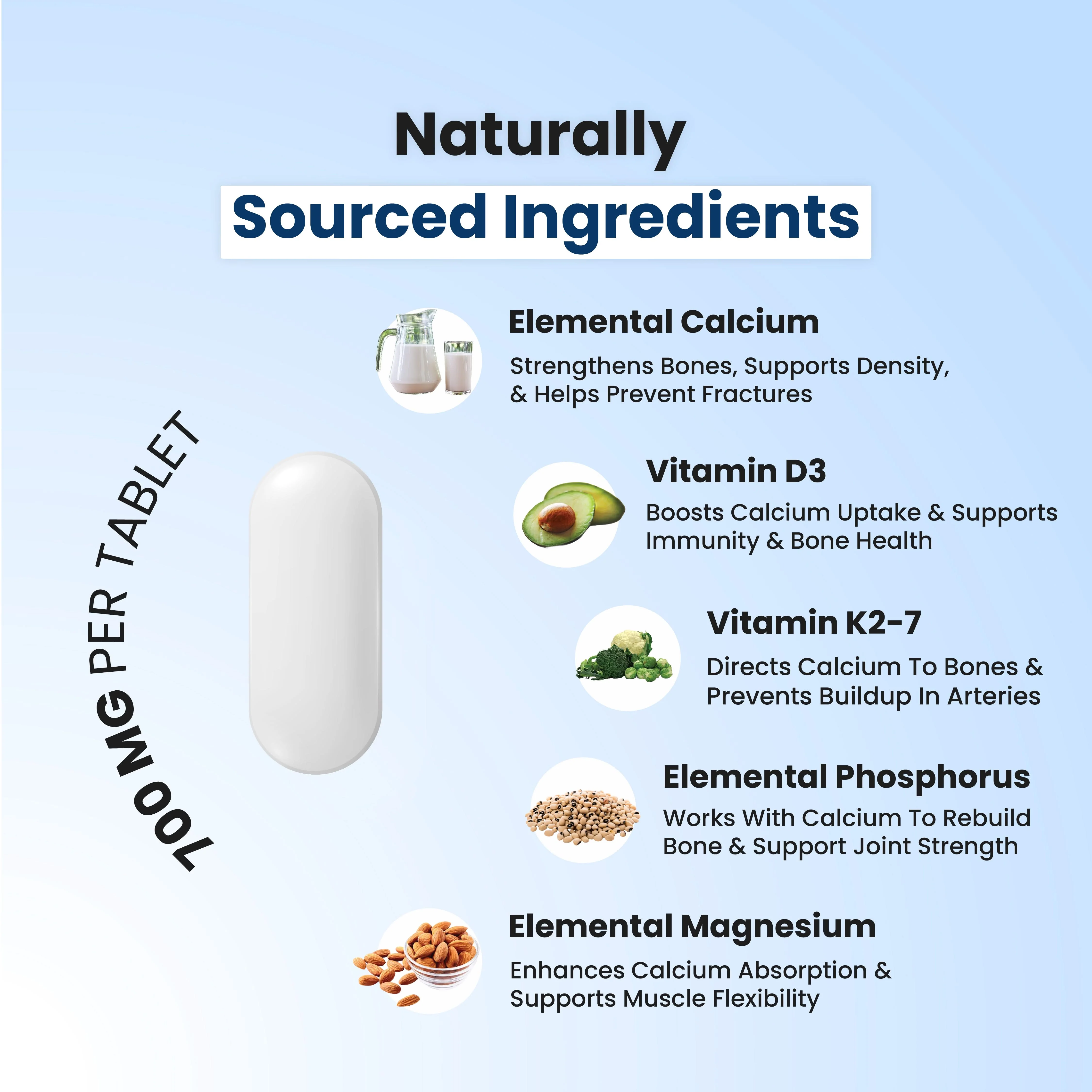 Holistic Calcium Tablets With Vitamin D3 & K2-7 - Image 3